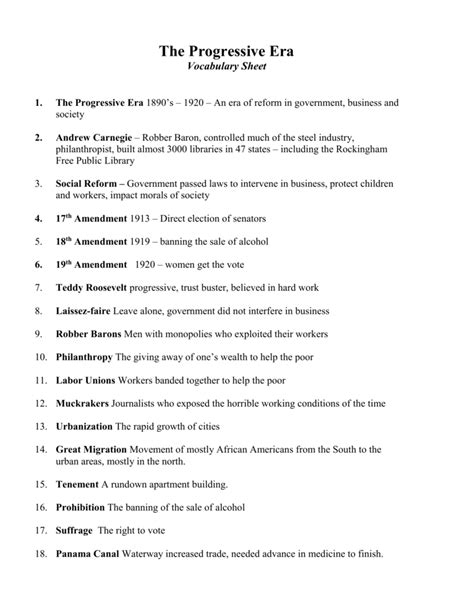 the progressive era worksheet pdf